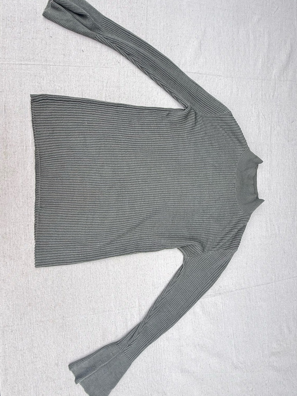 Ribbed Long Sleeve Mock Neck Sweater - olive green